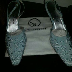 St. Johns Light Blue Satin Evening Shoes Women Size 9 Never Worn